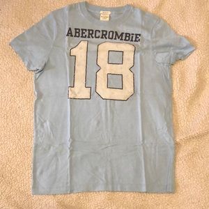 Abercrombie and Fitch graphic tee. Size small. Baby blue